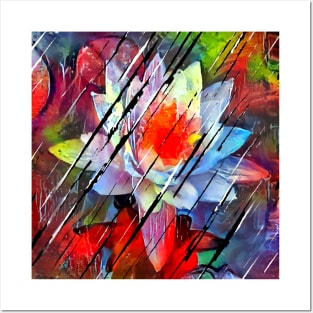 Water Lily. Colorful Grunge Collection Posters and Art